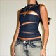 talenza women's sleeveless round neck vest summer solid color hollow slim vest top fashion streetwear women's slim vest top