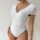 Elegant White Lace V-Neck Bodysuit Shapewear