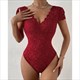 Elegant White Lace V-Neck Bodysuit Shapewear