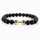 Beaded Charm Bracelets For Men Women Natural Black Lava Stone Bangles Yoga Fitness Jewelry