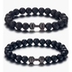 Beaded Charm Bracelets For Men Women Natural Black Lava Stone Bangles Yoga Fitness Jewelry