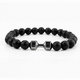 Beaded Charm Bracelets For Men Women Natural Black Lava Stone Bangles Yoga Fitness Jewelry
