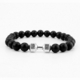 Beaded Charm Bracelets For Men Women Natural Black Lava Stone Bangles Yoga Fitness Jewelry