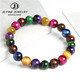 Natural Blue Tiger Eye Buddha Bracelet Handmade Stone Beads Yoga Bangle