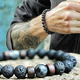 Volcanic Stone Lava Wooden Beads Bracelet 8Mm Tibetan Buddha Wrist Chain