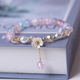 sweet pink color peach blossom beaded bracelet for women girls fashion ins flower pearl crystal glass bangle niche jewelry gifts