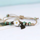 Handmade Ceramic Flower Woven Bracelet With Leaves Pendant
