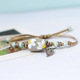 Handmade Ceramic Flower Woven Bracelet With Leaves Pendant