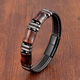 natural stone,tiger eye bracelet,black leather rope chain,men bracelet,stainless steel bracelet,women fashion jewelry,e