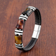 natural stone,tiger eye bracelet,black leather rope chain,men bracelet,stainless steel bracelet,women fashion jewelry,e