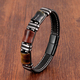 natural stone,tiger eye bracelet,black leather rope chain,men bracelet,stainless steel bracelet,women fashion jewelry,e