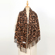 Women's Winter Cashmere Scarf With Tassels - Leopard Print Shawl & Wrap