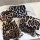 Women's Winter Cashmere Scarf With Tassels - Leopard Print Shawl & Wrap