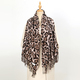 Women's Winter Cashmere Scarf With Tassels - Leopard Print Shawl & Wrap