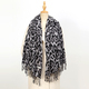 Women's Winter Cashmere Scarf With Tassels - Leopard Print Shawl & Wrap