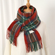 Thick Cashmere Plaid Scarf With Tassels - Winter Fashion Shawl & Wrap