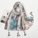Soft Linen Cotton Leopard Print Tassel Scarf Shawl