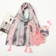 Soft Linen Cotton Leopard Print Tassel Scarf Shawl