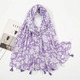 Soft Linen Cotton Leopard Print Tassel Scarf Shawl