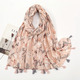 Soft Linen Cotton Leopard Print Tassel Scarf Shawl
