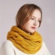 Solid Color Plush Knit Scarf With Wireless Ring