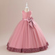 Fluffy Sequin Bridesmaid Princess Dress For Girls - Elegant Bow Pink Wedding Prom Evening Party Gown