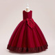 Fluffy Sequin Bridesmaid Princess Dress For Girls - Elegant Bow Pink Wedding Prom Evening Party Gown