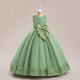 Fluffy Sequin Bridesmaid Princess Dress For Girls - Elegant Bow Pink Wedding Prom Evening Party Gown
