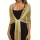 Bright Silk Sunscreen Shawl With Gold Silver Shiny Lace Tassel