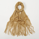 Bright Silk Sunscreen Shawl With Gold Silver Shiny Lace Tassel