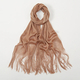 Bright Silk Sunscreen Shawl With Gold Silver Shiny Lace Tassel