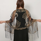 Sequin Peacock Tassel Shawl Scarf Long Cape Wraps For Women