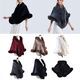 Faux Fur Collar Plush Shawl Cardigan Cape Coat