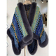 women's fur coat cape poncho wool warm fashion striped knitted shawl cloak with fur trim luxury faux fur poncho cape cardigan