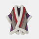 women's fur coat cape poncho wool warm fashion striped knitted shawl cloak with fur trim luxury faux fur poncho cape cardigan