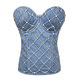 Denim Rhinestone Croppedy Women Top With Cups