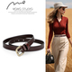 Women’S Leather Belt With Golden Buckle – Black Dress & Jean Waistband