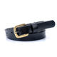 Women’S Leather Belt With Golden Buckle – Black Dress & Jean Waistband