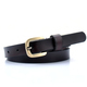 Women’S Leather Belt With Golden Buckle – Black Dress & Jean Waistband