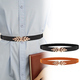 Women's Elastic Waist Belt With Metal Leaf Buckle
