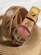 Western Buckle Embroidered Strap Jeans Belt