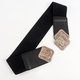 Women's Elastic Wide Belt With Golden Buckle For Dress And Overcoat