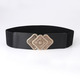 Women's Elastic Wide Belt With Golden Buckle For Dress And Overcoat