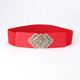 Women's Elastic Wide Belt With Golden Buckle For Dress And Overcoat