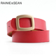 Vintage Buckle Women's Belt For Trousers Red Pu Leather Ladies Fashion Belt