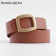 Vintage Buckle Women's Belt For Trousers Red Pu Leather Ladies Fashion Belt
