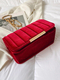 Velor Leather Flap Chain Square Bag With Chain Strap