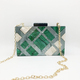 Acrylic Clutch Purse Multicolor Plaid Patchwork Evening Bag With Chain