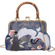 Embroidery Jacquard Wood Hand Lock Shell Shoulder Crossbody Bag