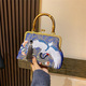 Embroidery Jacquard Wood Hand Lock Shell Shoulder Crossbody Bag